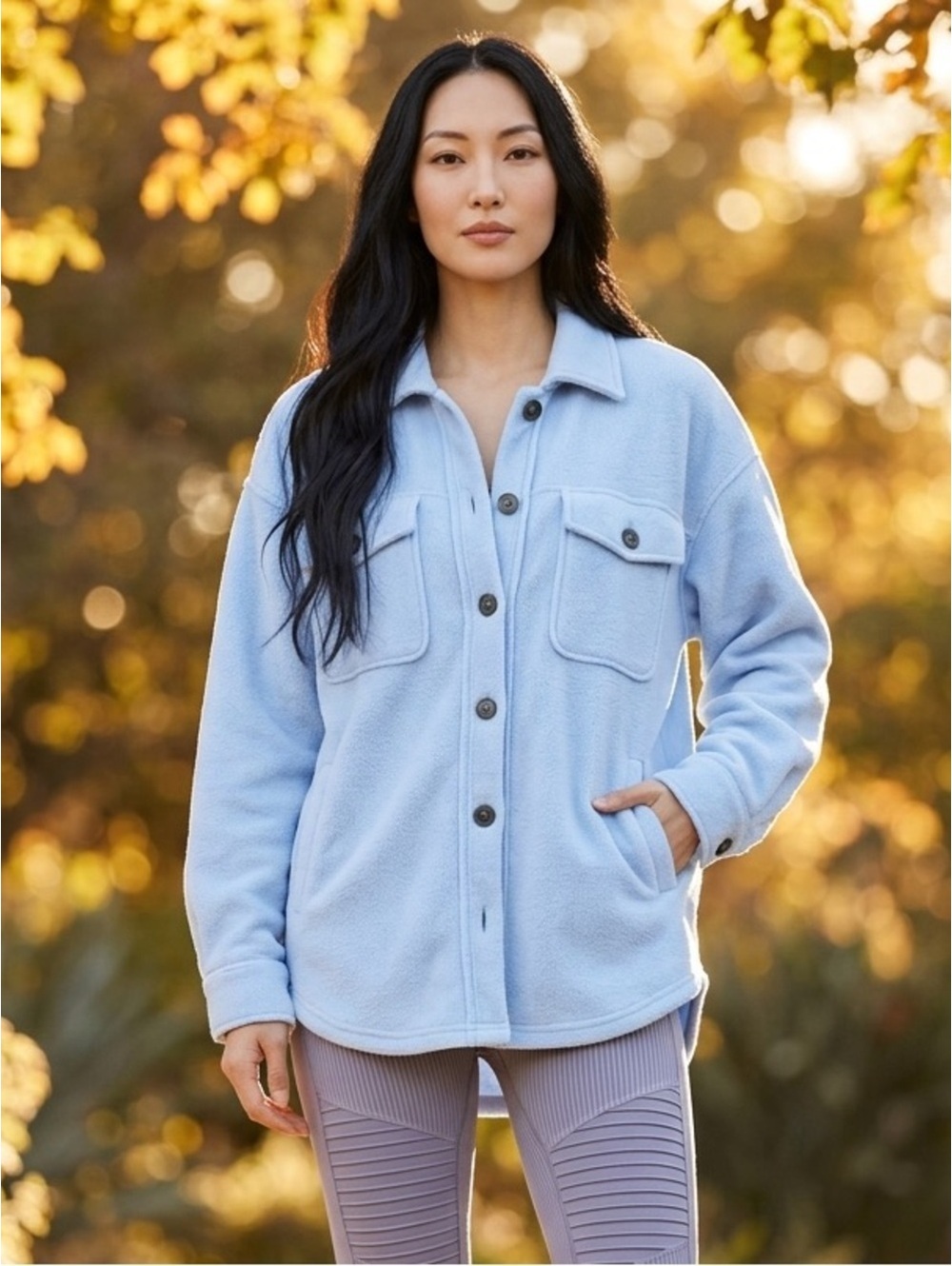 Medium SO Light Blue Fleece Shacket
